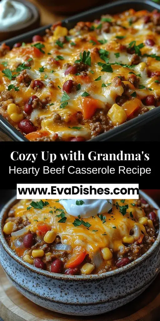 Discover the warmth of home with Grandma's Hearty Ground Beef Casserole, a comforting dish perfect for family gatherings or cozy weeknights. Packed with flavorful ground beef, vibrant vegetables, aromatic spices, and topped with gooey cheese, this casserole is not just a meal; it’s a nostalgic experience. Whether you're busy or planning a potluck, learn how to prepare this versatile dish that satisfies both hunger and the soul, and create lasting memories around your dinner table.