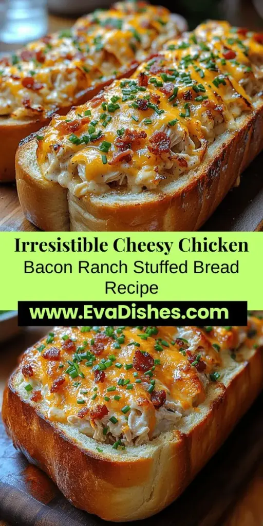 Experience the mouthwatering delight of Cheesy Chicken Bacon Ranch Stuffed Bread, a perfect comfort food ideal for any gathering or family dinner. This easy recipe blends savory chicken, crispy bacon, and gooey cheese, all nestled in a fluffy bread crust. With simple ingredients and preparation steps, it's great for cooks of all levels. Serve it warm, paired with ranch dressing or a fresh salad, and delight in every cheesy, flavorful bite. Your taste buds will thank you!