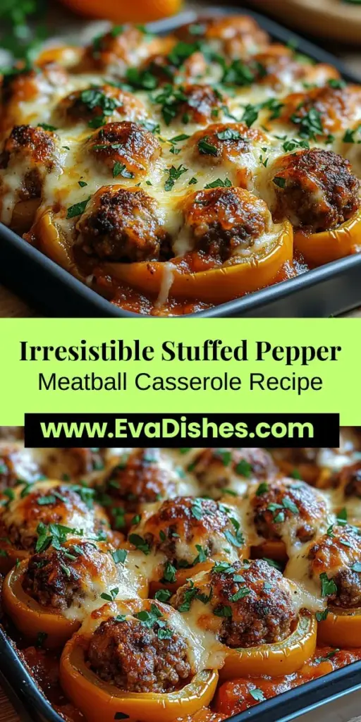 Discover the ultimate comfort food with this Stuffed Pepper Meatball Casserole recipe. Combining savory meatballs with vibrant bell peppers, zesty marinara sauce, and melted cheese, this dish is not only hearty but also easy to prepare. Perfect for weeknight dinners or meal prep, it’s a delicious way to bring your family together around the table. Follow simple steps to create a flavorful, satisfying meal everyone will love!