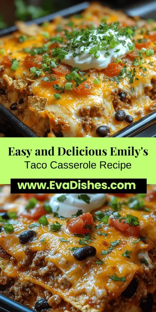 Discover the joy of family dinners with Emily's Excellent Taco Casserole, a delicious and easy dish that combines the best taco flavors in one hearty meal. Featuring layers of seasoned protein, black beans, corn, and cheese topped with crunchy tortilla chips, this casserole is perfect for busy weeknights or special gatherings. With its vibrant ingredients and simple preparation steps, it's sure to become a favorite in your kitchen, bringing everyone together for a satisfying meal.