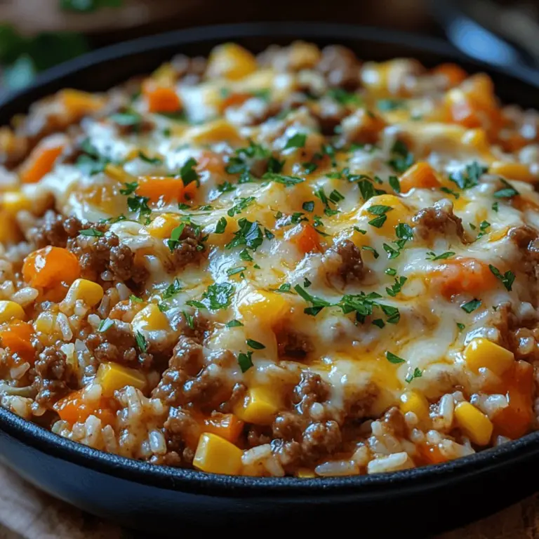In today's fast-paced world, one-pan meals have become a staple for busy families looking for convenience without sacrificing flavor. The appeal of these meals lies in their simplicity; they often require minimal cleanup, allowing you to spend more time enjoying dinner with your loved ones rather than washing dishes. One standout recipe that encapsulates this convenience while delivering a hearty, satisfying meal is the Cheesy Beef & Veggie Skillet. This dish combines the richness of ground beef, the vibrant colors and nutrients of fresh vegetables, and the indulgent creaminess of melted cheese, making it a perfect option for any family dinner.