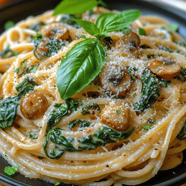 Are you on the lookout for a quick and delicious meal that doesn’t compromise on taste or nutrition? Look no further than the Savory Spinach & Mushroom Pasta Delight. This delightful dish combines the earthy flavors of mushrooms with the vibrant, fresh taste of spinach, all enveloped in a creamy sauce that is sure to please even the pickiest of eaters. Whether it's a busy weeknight dinner or a leisurely weekend meal, this pasta recipe is perfect for any occasion.