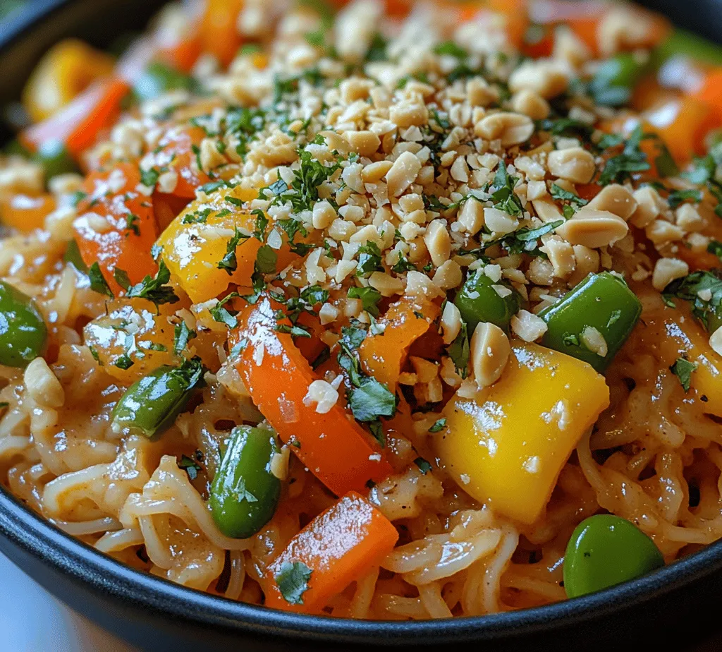 <strong>Types of Rice Noodles</strong>” /></p>
</p>
<h2>Choosing the Right Pan: Skillet vs. Wok</h2>
</p>
<p>When it comes to preparing Spicy Thai Peanut Noodles, the choice of cookware can significantly impact your cooking experience and the final dish. Both skillets and woks have their advantages, and your decision may depend on personal preference and the equipment you have available.</p>
</p>
<h3>Skillet</h3>
</p>
<p>Using a skillet is an excellent option for those who may not have a wok. Skillets provide a flat surface that is great for sautéing vegetables and perfectly mixing the noodles with the sauce. A non-stick skillet can help prevent sticking, making it easier to toss the noodles without losing any to the pan. However, the heat distribution may not be as even as a wok, leading to some parts cooking faster than others.</p>
</p>
<h3>Wok</h3>
</p>
<p>A wok is traditionally used in Thai cooking and offers a unique shape that allows for high-heat cooking, which is essential for achieving that perfect stir-fry texture. The deep sides help in tossing the ingredients and allow for quick cooking, ensuring that the noodles are well-coated with sauce without clumping together. If you’re cooking for a crowd or want to prepare a large batch, a wok is ideal for its capacity and efficient heat retention.</p>
</p>
<h2>Importance of Cooking Techniques for Flavor Enhancement</h2>
</p>
<p>Cooking techniques play a vital role in enhancing the flavors of your Spicy Thai Peanut Noodles. Stir-frying, for instance, is a fundamental method in this cuisine, where high heat quickly cooks the ingredients while retaining their vibrant colors and textures.</p>
</p>
<h3>Stir-Frying</h3>
</p>
<p>When you stir-fry, it’s critical to have all your ingredients prepped and ready to go. The quick cooking time means you won’t have the luxury of chopping or measuring while the food is on the heat. Stir-frying also helps seal in flavors, allowing the vegetables to caramelize slightly, which adds depth to the dish.</p>
</p>
<h3>Tossing the Noodles</h3>
</p>
<p>Once your vegetables are cooked to your liking, it’s time to incorporate the noodles. Ensure that the noodles are al dente before adding them to the pan. Tossing them vigorously with the sauce ensures that every strand is evenly coated, enhancing the overall flavor profile of your dish.</p>
</p>
<h2>Combining Ingredients</h2>
</p>
<h3>Techniques for Ensuring Even Coating of Sauce</h3>
</p>
<p>To achieve an even coating of sauce on your noodles, follow these simple steps:</p>
</p>
<p>1. <strong>Temperature Control</strong>: Ensure your pan is hot before adding the sauce. A hot pan allows the sauce to quickly adhere to the noodles and vegetables, creating that sought-after glaze.</p>
</p>
<p>2. <strong>Gradual Addition</strong>: Instead of pouring all the sauce at once, add it in increments while stirring continuously. This method helps the sauce evenly distribute without overwhelming the dish.</p>
</p>
<p>3. <strong>Tossing Technique</strong>: Use a spatula or tongs to lift and toss the noodles rather than stirring them. This technique allows the sauce to envelop every noodle and vegetable piece.</p>
</p>
<h3>Suggestions for Alternative Proteins or Tofu Additions</h3>
</p>
<p>This dish is versatile, allowing for various protein options according to your dietary preferences:</p>
</p>
<p>– <strong>Chicken or Shrimp</strong>: For a meaty addition, thinly slice chicken breast or shrimp and add them in the early stages of cooking. Cook them until they are just done before adding your vegetables.</p>
</p>
<p>– <strong>Tofu</strong>: For a vegetarian or vegan option, firm tofu works beautifully. Press and cube the tofu, then pan-fry it until golden before adding it to your noodle mixture. This adds a delicious texture and protein boost.</p>
</p>
<p>– <strong>Tempeh or Seitan</strong>: These are excellent plant-based proteins that can be marinated in your peanut sauce before cooking, amplifying the flavors.</p>
</p>
<h2>Garnishing and Serving</h2>
</p>
<h3>Presentation Tips for an Appealing Dish</h3>
</p>
<p>Presentation is key to making your Spicy Thai Peanut Noodles visually appealing. Here are some tips:</p>
</p>
<p>1. <strong>Color Contrast</strong>: Incorporate a variety of colorful vegetables such as bell peppers, carrots, and green onions. A colorful dish is not only more inviting but also suggests a blend of flavors.</p>
</p>
<p>2. <strong>Garnishes</strong>: Top your dish with crushed peanuts, fresh cilantro, or a sprinkle of sesame seeds. These garnishes add texture and enhance the visual appeal of your meal.</p>
</p>
<p>3. <strong>Serving Bowls</strong>: Use shallow, wide bowls to serve your noodles. This style allows for a generous display of the noodles, vegetables, and garnishes, making it more enticing.</p>
</p>
<h3>Serving Suggestions for Different Occasions</h3>
</p>
<p>Spicy Thai Peanut Noodles can be served on various occasions:</p>
</p>
<p>– <strong>Weeknight Dinner</strong>: Quick to prepare, this dish can be a go-to for busy weeknights. Pair it with a simple cucumber salad for a refreshing contrast.</p>
</p>
<p>– <strong>Potluck or Gathering</strong>: The dish scales up easily, making it perfect for sharing at larger gatherings. Serve it in a big bowl where guests can help themselves.</p>
</p>
<p>– <strong>Date Night</strong>: Enhance the ambiance by serving the noodles on elegant plates, accompanied by a side of spring rolls and a chilled white wine. This adds a touch of class to your meal.</p>
</p>
<h2>Cultural Significance of Thai Cuisine</h2>
</p>
<h3>The Role of Noodles in Thai Culture</h3>
</p>
<p>Noodles are an integral part of Thai cuisine, with a rich historical context. Thai noodle dishes have evolved through centuries, influenced by trade and cultural exchanges with neighboring countries.</p>
</p>
<h4>Historical Context of Noodle Dishes in Thailand</h4>
</p>
<p>Noodles were introduced to Thailand by Chinese immigrants, and over time, they became a staple in Thai cooking. Dishes like Pad Thai and Kuay Teow (noodle soup) showcase the adaptability of noodles within Thai culinary practices. Each region in Thailand offers its unique twist on noodle dishes, reflecting local ingredients and tastes.</p>
</p>
<h3>Regional Variations of Noodle Dishes Across Thailand</h3>
</p>
<p>Thailand’s diverse regions influence the types of noodles used and the flavors featured:</p>
</p>
<p>– <strong>Northern Thailand</strong>: Dishes often have a more herbal flavor profile, with ingredients like chicken and fresh vegetables.</p>
</p>
<p>– <strong>Central Thailand</strong>: This region is known for its iconic Pad Thai, which features rice noodles stir-fried with a balance of sweet, salty, and sour flavors.</p>
</p>
<p>– <strong>Southern Thailand</strong>: Noodles here are often served in rich coconut-based curries, showcasing the region’s abundant seafood.</p>
</p>
<h2>Peanut Sauce in Thai Cooking</h2>
</p>
<h3>Origins of the Peanut Sauce in Thai Cuisine</h3>
</p>
<p>Peanut sauce is a beloved component in Thai cooking, originating from the influence of various cultures, particularly Chinese and Indonesian. It has become a defining element in many Thai dishes, offering a creamy texture and a nutty flavor that complements the vibrant spices of Thai cuisine.</p>
</p>
<h3>How This Dish Reflects the Balance of Flavors in Thai Food</h3>
</p>
<p>Spicy Thai Peanut Noodles exemplify the quintessential balance of flavors in Thai cooking—sweet, salty, sour, and spicy. The peanut sauce provides a rich, creamy base that contrasts beautifully with the fresh, crisp vegetables and the heat from chili. This harmony of tastes is what makes Thai cuisine so captivating and enjoyable.</p>
</p>
<h2>Health Benefits of Spicy Thai Peanut Noodles</h2>
</p>
<h3>Nutritional Analysis</h3>
</p>
<p>Understanding the nutritional content of your meal can help you make informed choices. Here’s a breakdown of what you can expect from a serving of Spicy Thai Peanut Noodles:</p>
</p>
<p>– <strong>Calories</strong>: Approximately 400-600 calories, depending on the ingredients used.</p>
<p>– <strong>Protein</strong>: Depending on the protein source, expect around 15-25 grams of protein per serving.</p>
<p>– <strong>Carbohydrates</strong>: With noodles as the base, there are about 50-70 grams of carbohydrates, offering energy for your day.</p>
<p>– <strong>Fats</strong>: The healthy fats from peanut butter provide around 15-20 grams, contributing to heart health.</p>
</p>
<h3>The Health Benefits of Fresh Vegetables and Peanut Butter</h3>
</p>
<p>This dish is not only delicious but also packed with nutrients. Fresh vegetables provide essential vitamins and minerals, while peanut butter is a great source of healthy fats, protein, and antioxidants. Combining these ingredients creates a balanced meal that supports overall health.</p>
</p>
<h2>Adapting the Recipe for Dietary Needs</h2>
</p>
<h3>Vegetarian and Vegan Adaptations</h3>
</p>
<p>To make this dish vegetarian or vegan-friendly, simply replace any animal-based protein with tofu, tempeh, or legumes. Use a plant-based peanut butter and ensure that your sauces (like soy sauce) are vegan.</p>
</p>
<h3>Gluten-Free Alternatives for Sauces and Noodles</h3>
</p>
<p>For those with gluten sensitivities, substitute regular soy sauce with tamari or liquid aminos. Additionally, opt for gluten-free noodles, such as rice noodles or zucchini noodles, to enjoy this dish without compromising dietary restrictions.</p>
</p>
<h2>Conclusion</h2>
</p>
<p>In conclusion, the Spicy Thai Peanut Noodles Delight is not just a meal; it’s an experience that brings the vibrant flavors of Thailand into your kitchen. With its balance of textures and tastes, this dish embodies the essence of Thai cuisine while being easy to prepare. Whether you’re a seasoned cook or a beginner, this recipe will impress your palate and those of your guests, making it a perfect addition to any meal rotation. Enjoy the journey of cooking and savoring this delightful dish!</p>
</div>
