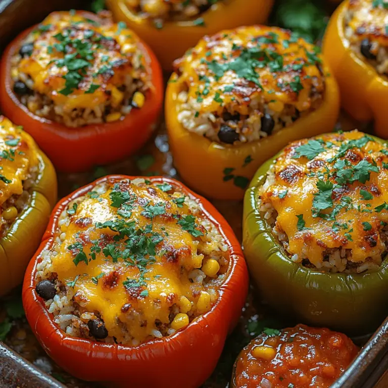 Welcome to a culinary adventure that combines vibrant flavors and nutritious ingredients in a delightful package! The Cheesy Taco Stuffed Bell Peppers are not only visually stunning but also a delicious meal option that caters to a variety of dietary preferences. Imagine a hearty filling of seasoned meat, rice, and beans, all encased in a colorful bell pepper, topped with melted cheese—what’s not to love?