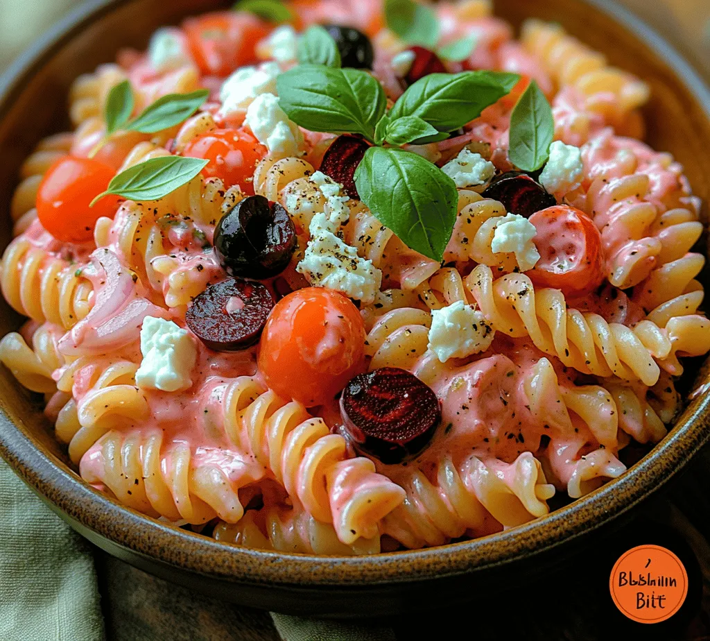 Welcome to the world of Blushin' Bites Pink Pasta Salad, a dish that not only tantalizes the taste buds but also delights the eyes with its stunning shades of pink. This vibrant pasta salad is crafted to impress, making it an ideal centerpiece for any gathering, whether it's a casual picnic, a lively potluck, or a cozy family dinner. The appeal of this recipe lies not just in its aesthetic charm but also in its wholesome ingredients, which come together to create a nutritious and flavorful dish that everyone will love.