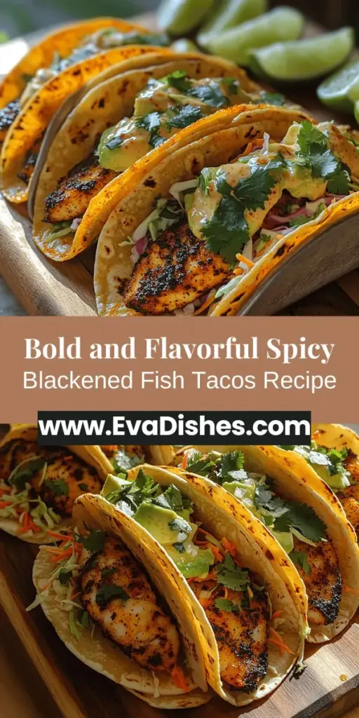 Discover the vibrant world of Spicy Blackened Fish Tacos, a recipe that combines fresh ingredients with bold flavors to create a deliciously healthy meal. Perfectly blackened fish pairs beautifully with crispy cabbage, creamy avocado, and a zesty chipotle-lime sauce. This dish not only tantalizes your taste buds but also offers nutritional benefits with lean protein and wholesome veggies. Ideal for family dinners, casual gatherings, or a quick meal, these tacos are sure to impress everyone at the table. Dive into this culinary adventure and enjoy every flavorful bite!