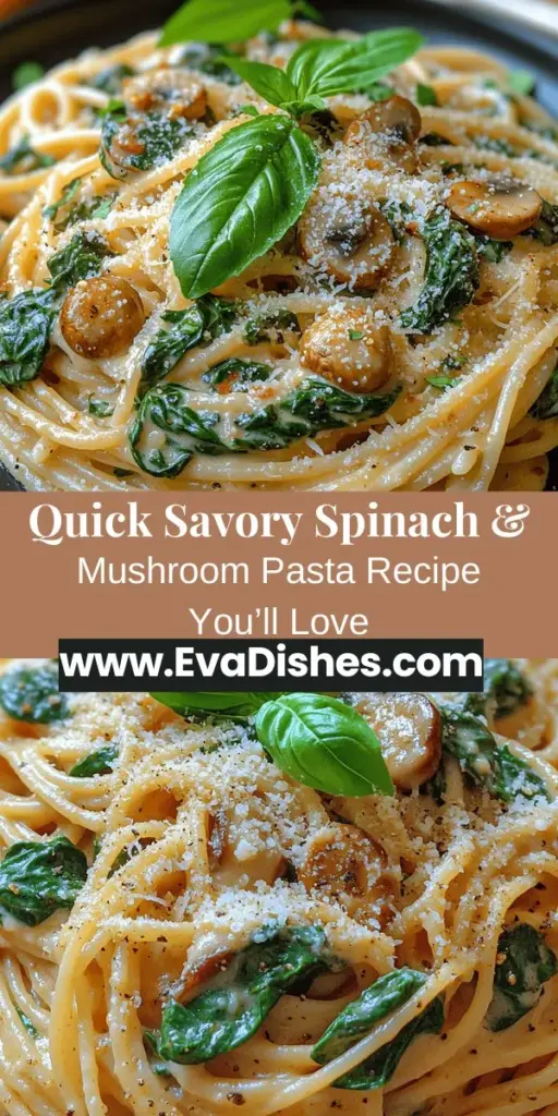 Discover the Savory Spinach & Mushroom Pasta Delight, a quick and nutritious meal perfect for any occasion. This dish blends the earthy flavors of mushrooms and fresh spinach in a creamy sauce, delivering both taste and health benefits. Rich in vitamins and antioxidants, it keeps you satisfied while being a guilt-free option. Enjoy a comforting pasta experience that’s simple to make, colorful, and sure to impress your family and friends.