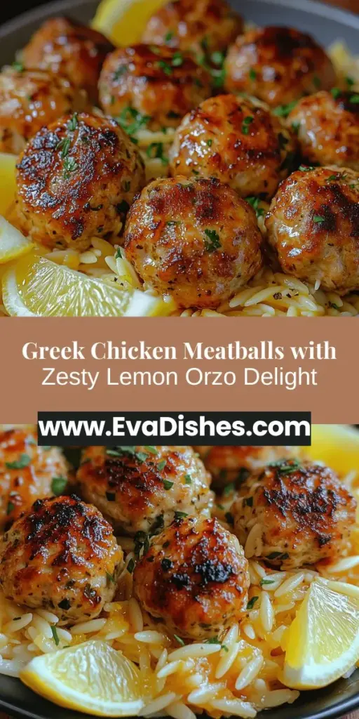 Indulge in the flavors of the Mediterranean with this delicious recipe for Greek Chicken Meatballs with Lemon Orzo. These tender meatballs made from ground chicken blend perfectly with zesty lemon-infused orzo pasta. This dish is not only a feast for the senses but also a nutritious option rich in lean proteins and fresh herbs. Perfect for family gatherings or a cozy night in, it's a wonderful way to embrace the warmth of Greek culture through food.