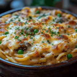 Discover the delightful Creamy Chicken Tetrazzini, a rich and comforting pasta dish that combines tender chicken, savory mushrooms, and a creamy sauce, all baked to perfection. This dish is a wonderful fusion of flavors and textures, making it a perfect option for family dinners or gatherings. Not only is it easy to prepare, but it also brings a touch of Italian flavor to your table, making it a favorite among pasta enthusiasts.
