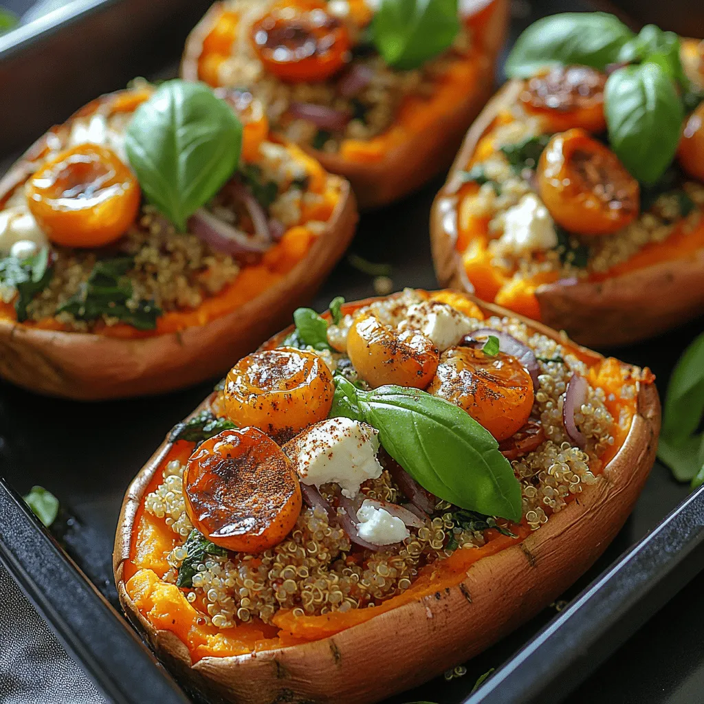 If you're looking for a dish that is not only delicious but also packed with nutrients, savory Mediterranean stuffed sweet potatoes are an excellent choice. This colorful recipe combines the creamy sweetness of baked sweet potatoes with a hearty filling made from protein-rich quinoa, fresh vegetables, zesty feta cheese, and tangy Kalamata olives. The result is a satisfying meal that is as visually appealing as it is nutritious.