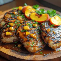 As the warm days of summer approach, the allure of outdoor cooking becomes irresistible. One dish that captures the essence of this season is Grilled Chicken with Peach BBQ Glaze. This recipe combines the juicy tenderness of grilled chicken with a luscious, sweet, and tangy peach glaze that elevates the dish to a new level of flavor. The marriage of succulent chicken and the vibrant taste of peaches creates a symphony of deliciousness that is perfect for summer gatherings, barbecues, or even a quick weeknight dinner.