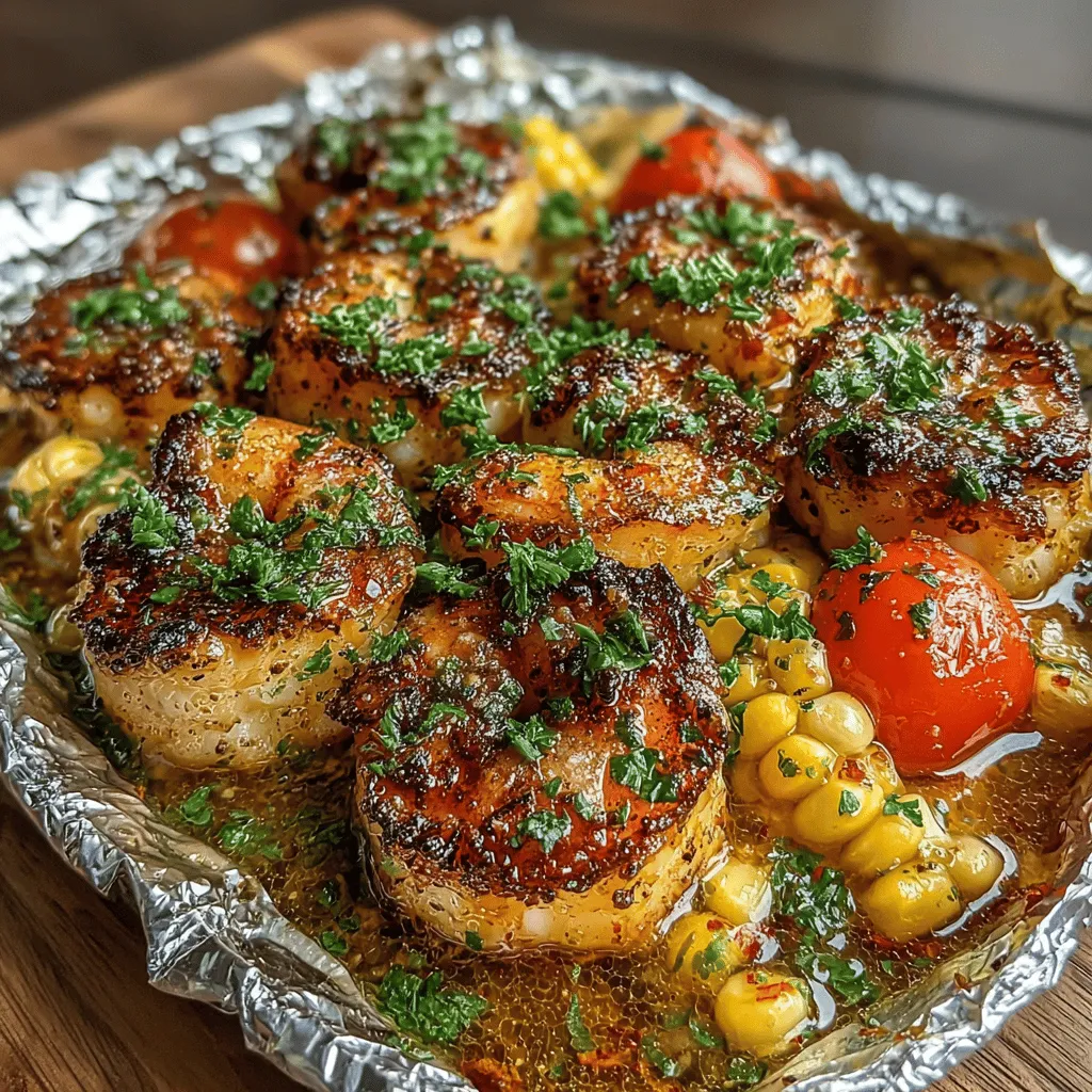 Delightful Garlic Butter Shrimp Foil Packets are a culinary gem that brings together the rich flavors of succulent shrimp, aromatic garlic, and creamy butter, all wrapped in a convenient and easy-to-manage foil packet. This dish not only tantalizes the taste buds but also appeals to the senses with its vibrant colors and delightful aromas. Whether you're hosting a backyard barbecue, preparing a family dinner, or looking for a quick weeknight meal, these foil packets offer a perfect blend of simplicity and gourmet flair.