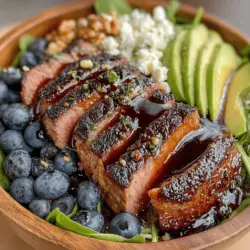 In the quest for a meal that harmonizes taste and nutrition, the Blueberry Bliss Beef Salad Bowl emerges as a standout choice. This vibrant dish combines tender slices of beef sirloin with a medley of fresh greens, luscious blueberries, creamy feta cheese, and crunchy walnuts. Topped with a light balsamic dressing, this salad offers not only a feast for the taste buds but also a wealth of health benefits. Ideal for busy weeknights or as a delightful option for meal prep, this recipe is quick and easy to whip up, making it a perfect addition to any dinner table.