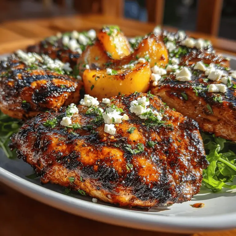 Grilled Peach Chicken is a vibrant, mouthwatering dish that captures the essence of summer in every bite. Combining the juicy sweetness of fresh peaches with the savory notes of grilled chicken, this recipe is not only visually appealing but also a flavor explosion that's sure to impress your family and friends. Whether you're hosting a dinner party or enjoying a casual family meal, Grilled Peach Chicken stands out as a versatile option that celebrates seasonal ingredients and elevates your dining experience.