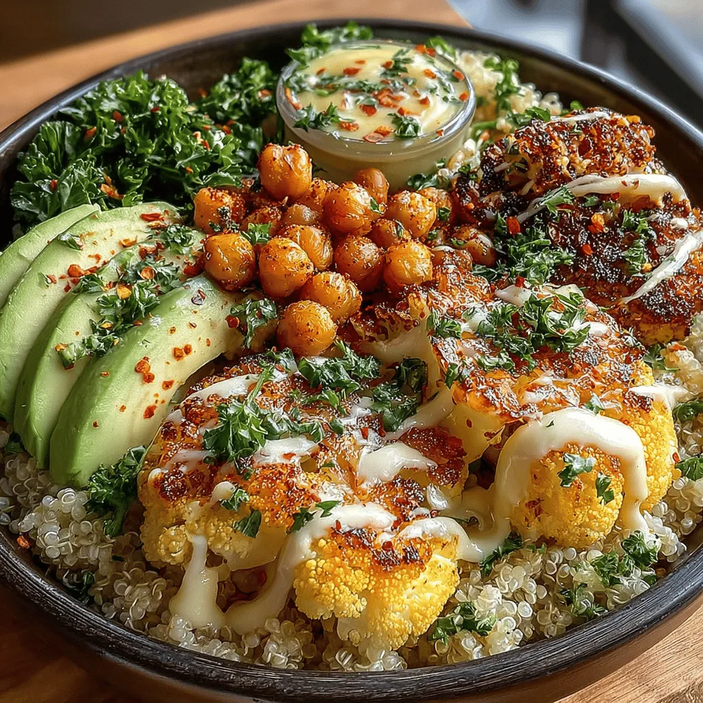 In the realm of plant-based cuisine, Garlic Roasted Cauliflower and Chickpea Bowls stand out as a vibrant, nutritious option that appeals to both vegans and non-vegans alike. This dish not only presents a feast for the eyes with its array of textures and colors, but it also tantalizes the taste buds with its robust flavors. The combination of roasted cauliflower and protein-packed chickpeas creates a satisfying meal that is perfect for lunch or dinner, making it an ideal choice for anyone looking to incorporate more plant-based meals into their diet.