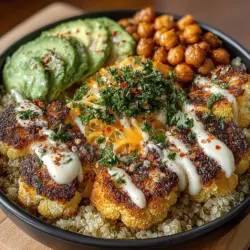 Garlic Roasted Cauliflower and Chickpea Bowls