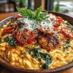 When it comes to comforting meals that are both satisfying and easy to prepare, Creamy Tomato Orzo Delight stands out as a delicious option. This dish combines the delightful texture of orzo pasta with a rich, creamy tomato sauce that warms the heart and pleases the palate. As you take your first bite, you'll experience a harmonious blend of flavors that make this recipe a go-to for busy weeknights or leisurely weekend dinners. Whether you're cooking for family or friends, this dish is bound to impress with its velvety consistency and robust taste.