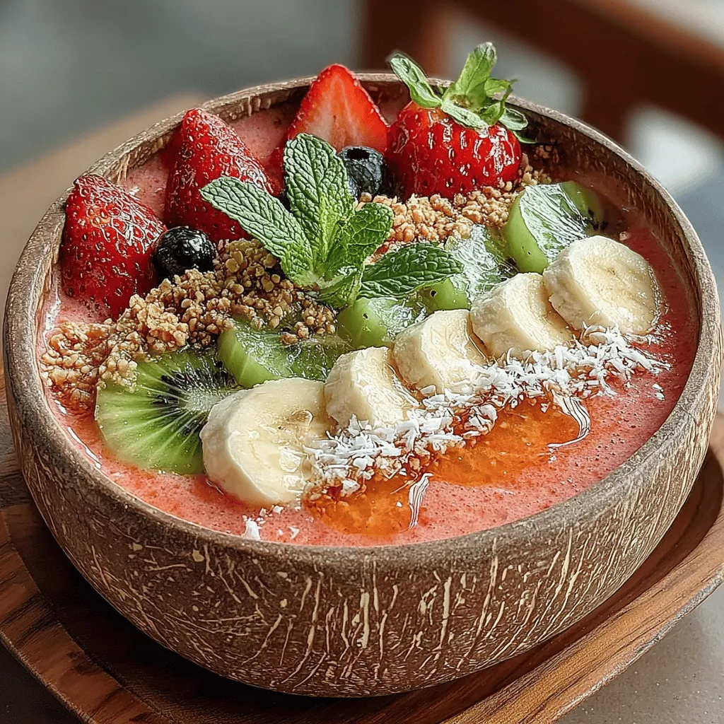 The secret to achieving a perfectly creamy and delicious Watermelon Bliss Smoothie Bowl lies in the preparation of your ingredients. To enhance the texture of your smoothie bowl, it's crucial to freeze both the watermelon and banana before blending. Freezing these fruits not only contributes to a thick and indulgent consistency but also helps maintain the refreshing chill that makes this smoothie bowl so delightful.