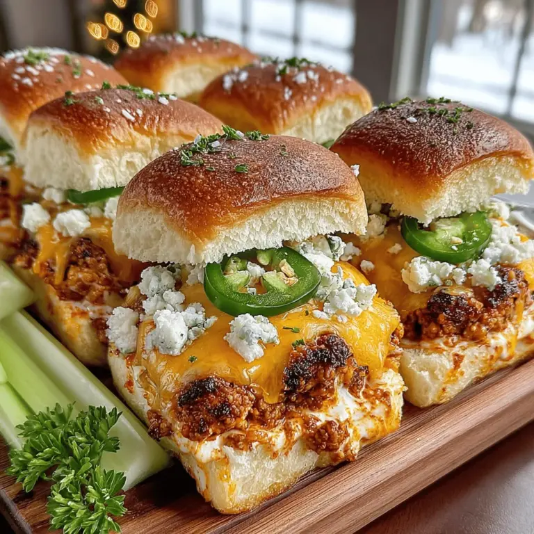 Buffalo Chicken Sloppy Joe Sliders are a mouthwatering fusion dish that marries the bold, spicy flavors of classic Buffalo chicken with the comforting, nostalgic essence of sloppy joes. This innovative take on two beloved recipes creates a delightful handheld meal that is perfect for various occasions, from lively game days to casual family dinners. With their zesty kick and savory richness, these sliders are sure to become a favorite among friends and family alike.