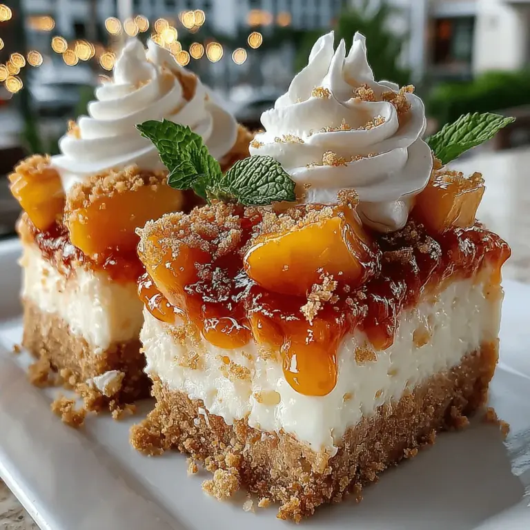 As summer approaches, the desire for cool, refreshing desserts becomes all the more prevalent. One dessert that perfectly embodies the essence of the season is the Frozen Peach Cheesecake Bliss Bars. These bars are not only visually appealing but also offer a delightful combination of creamy cheesecake and sweet, juicy peaches. The contrast between the rich filling and the fruity layer creates an experience that tantalizes the taste buds and provides a refreshing escape from the heat.