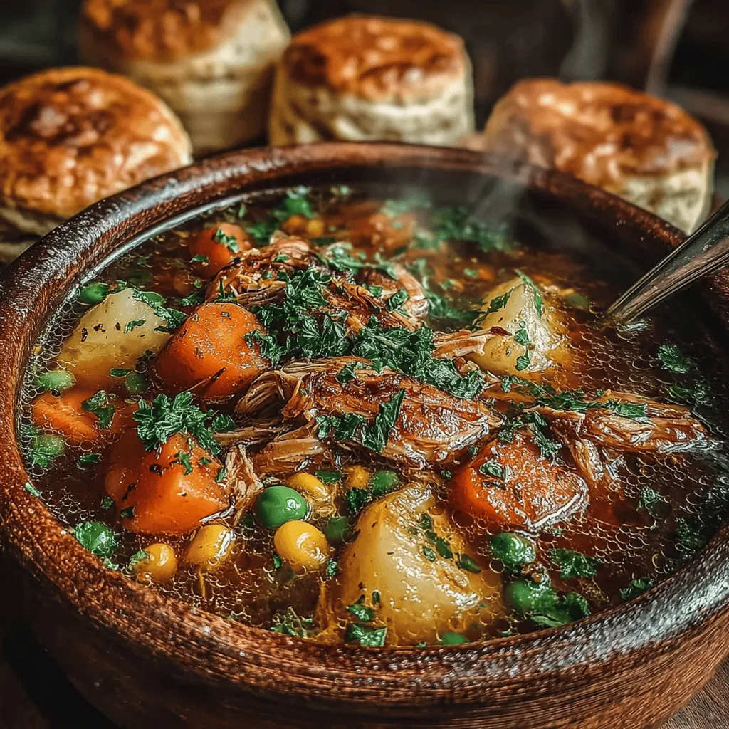 As the chill of autumn settles in and the leaves begin to turn golden, there’s nothing quite like the warmth of a hearty bowl of soup to soothe the soul. One of my fondest memories is of rainy Sunday afternoons spent in my grandmother's kitchen, where the aroma of her chicken pot pie wafted through the air, mingling with laughter and stories shared around the table. Those flavors and feelings have inspired me to create a cozy twist on a classic dish: Cozy Chicken Pot Pie Soup. This soup captures the essence of that beloved pot pie, complete with tender chicken, hearty vegetables, and a creamy broth, all while being incredibly easy to make in the comfort of your own home.