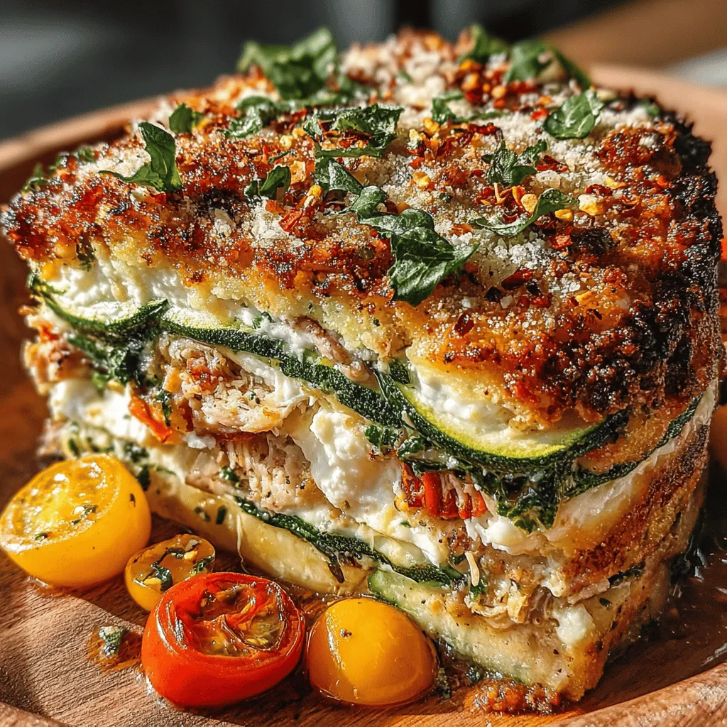 <strong>Introduction</strong>” /></p>
</p>
<h2>Prepping Your Ingredients</h2>
</p>
<p>Proper ingredient preparation is crucial for the success of your Zesty Zucchini & Feta Dream Bake. It not only enhances the flavor but also ensures that each component cooks evenly, resulting in a harmonious dish. The key ingredients in this recipe include zucchini, chicken, spinach, feta cheese, and tomatoes, all of which deserve attention to detail before they meet their culinary fate.</p>
</p>
<h3>Tips for Slicing Zucchini and Preparing Chicken</h3>
</p>
<p>When it comes to slicing zucchini, aim for uniformity. This ensures even cooking and texture throughout the bake. First, wash the zucchini thoroughly, then cut off both ends. Slice the zucchini into rounds about 1/4 inch thick. If you prefer a softer texture, you can opt for half-moons by slicing it lengthwise first.</p>
</p>
<p>For the chicken, use boneless, skinless chicken breasts for ease. Ensure the chicken is trimmed of any excess fat. Cut the chicken into small, bite-sized pieces to facilitate even cooking and enhance the overall mouthfeel of the dish. Marinating the chicken in olive oil, garlic powder, and a dash of lemon juice for about 15 minutes before cooking can also infuse additional flavor and tenderness.</p>
</p>
<h2>Creating the Flavor Base</h2>
</p>
<p>The flavor base is where the magic begins, combining chicken, spinach, feta, and tomatoes into a delicious mixture that will be the heart of your bake.</p>
</p>
<h3>Mixing Chicken, Spinach, Feta, and Tomatoes: A Detailed Overview</h3>
</p>
<p>In a large mixing bowl, combine the cubed chicken, fresh spinach (roughly chopped), crumbled feta cheese, and diced tomatoes (fresh or canned). The beauty of this dish lies in how these ingredients complement each other. The chicken provides protein, the spinach adds a nutritious boost, the feta lends a creamy and tangy flavor, while the tomatoes introduce juiciness.</p>
</p>
<p>Mix these ingredients thoroughly with a spatula or a wooden spoon. This step is critical to ensure that every bite of your bake is bursting with flavor. Season the mixture with salt, pepper, and a pinch of dried oregano for added depth.</p>
</p>
<h3>Ensuring Even Distribution for Flavor in Every Bite</h3>
</p>
<p>To guarantee that your flavors are well-distributed, consider letting the mixture rest for about 10 minutes after mixing. This allows the salt to draw moisture from the spinach and tomatoes, helping to meld the flavors before you layer your bake.</p>
</p>
<h2>Layering Techniques for the Perfect Bake</h2>
</p>
<p>Layering is a vital technique in baking, significantly influencing both the cooking process and the final taste of the dish.</p>
</p>
<h3>Importance of Layering: How It Affects Cooking and Flavor</h3>
</p>
<p>Proper layering allows for even cooking and helps to maintain the structural integrity of your bake. Start by greasing your baking dish with olive oil or butter to prevent sticking. Begin with a base layer of the chicken and vegetable mixture, followed by a layer of sliced zucchini. Repeat the process, finishing with a final layer of the mixture on top.</p>
</p>
<h3>Visual Representation of the Layering Process</h3>
</p>
<p>1. <strong>Base Layer</strong>: Spread half of the chicken and vegetable mix evenly across the bottom of the baking dish.</p>
<p>2. <strong>Zucchini Layer</strong>: Arrange half of the sliced zucchini on top of your base layer.</p>
<p>3. <strong>Repeat</strong>: Add the remaining chicken and vegetable mix, followed by the rest of the zucchini slices.</p>
<p>4. <strong>Final Touch</strong>: Top off with any remaining feta cheese for an extra flavor boost.</p>
</p>
<p>This method not only enhances the dish’s visual appeal but also ensures that every forkful captures the essence of the Zesty Zucchini & Feta Dream Bake.</p>
</p>
<h2>Crafting the Egg Mixture</h2>
</p>
<p>The egg mixture plays a pivotal role in binding the ingredients together, giving the bake its unique texture.</p>
</p>
<h3>Role of Eggs and Cream in Binding the Dish</h3>
</p>
<p>Crack four large eggs into a separate bowl, and add in half a cup of heavy cream or whole milk. This combination will create a luxurious custard-like mixture that binds the layers and adds creaminess to every bite.</p>
</p>
<h3>Tips for Whisking to Achieve the Perfect Consistency</h3>
</p>
<p>Whisk the eggs and cream vigorously until they are fully combined and slightly frothy. This aeration will help the bake rise during cooking, ensuring a light and fluffy texture. Pour the egg mixture evenly over the layered ingredients in your baking dish, ensuring every layer is soaked.</p>
</p>
<h2>Baking to Perfection</h2>
</p>
<p>The baking process is where all your hard work pays off.</p>
</p>
<h3>Ideal Oven Temperature and Baking Time</h3>
</p>
<p>Preheat your oven to 375°F (190°C). Place your assembled Zesty Zucchini & Feta Dream Bake into the oven and bake for approximately 45-50 minutes. This temperature allows the chicken to cook thoroughly while the zucchini softens, and the top gets a beautiful golden brown color.</p>
</p>
<h3>Signs to Look for to Determine Doneness</h3>
</p>
<p>To check for doneness, insert a knife or toothpick into the center of the bake. If it comes out clean and the top is set, your dish is ready. Additionally, the edges should be slightly pulling away from the sides of the baking dish, indicating that the bake has set properly.</p>
</p>
<h2>Serving Suggestions and Pairings</h2>
</p>
<p>Once your Zesty Zucchini & Feta Dream Bake is out of the oven and cooled slightly, it’s time to serve.</p>
</p>
<h3>Ideal Accompaniments</h3>
</p>
<p>This dish pairs wonderfully with a fresh side salad, such as a simple arugula and cherry tomato salad drizzled with balsamic vinaigrette. The freshness of the salad complements the richness of the bake. You might also consider serving it with crusty bread or a side of quinoa for added fiber and texture.</p>
</p>
<p>For beverage pairings, a crisp white wine, such as Sauvignon Blanc, enhances the flavors beautifully. Alternatively, a sparkling water with a splash of lemon adds a refreshing touch.</p>
</p>
<h3>Presentation Tips</h3>
</p>
<p>To elevate the visual appeal of your Zesty Zucchini & Feta Dream Bake, consider the following presentation ideas:</p>
</p>
<p>– <strong>Plating</strong>: Use a large, flat plate to allow the colors of the bake to shine. Cut into squares for a clean presentation.</p>
<p>– <strong>Garnishing Suggestions</strong>: Fresh herbs, such as parsley or dill, can add a pop of color and fresh flavor. Simply sprinkle some chopped herbs on top just before serving for an elegant finish.</p>
</p>
<h2>Nutritional Breakdown</h2>
</p>
<p>Understanding the nutritional value of your dish can help in making informed meal choices.</p>
</p>
<h3>Overview of Calories per Serving and Macronutrient Breakdown</h3>
</p>
<p>One serving of Zesty Zucchini & Feta Dream Bake is approximately 350 calories, depending on ingredient proportions. The macronutrient breakdown is roughly 30 grams of protein, 15 grams of carbohydrates, and 20 grams of fat.</p>
</p>
<h3>Health Benefits of the Ingredients Used</h3>
</p>
<p>This dish is packed with health benefits. Zucchini is low in calories and high in vitamins A and C, while spinach provides essential nutrients and iron. Chicken adds lean protein, and feta cheese offers calcium and probiotics, contributing to a well-rounded meal.</p>
</p>
<h2>Conclusion</h2>
</p>
<p>The Zesty Zucchini & Feta Dream Bake is more than just a recipe; it’s a celebration of wholesome ingredients and delightful flavors that come together to create a comforting dish. Whether you’re a seasoned home cook or a beginner, this dish is accessible and rewarding, making it a perfect addition to your culinary repertoire. Enjoy the process of creating this bake and savor the delicious results with friends and family. Every bite invites you to experience the medley of flavors and textures, making it a delightful centerpiece for any meal.</p>
</div>