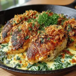 The ingredient list for this Creamy Parmesan Spinach Chicken Bake is straightforward, with most items likely already in your pantry. Here’s what you’ll need to create this wonderful dish: