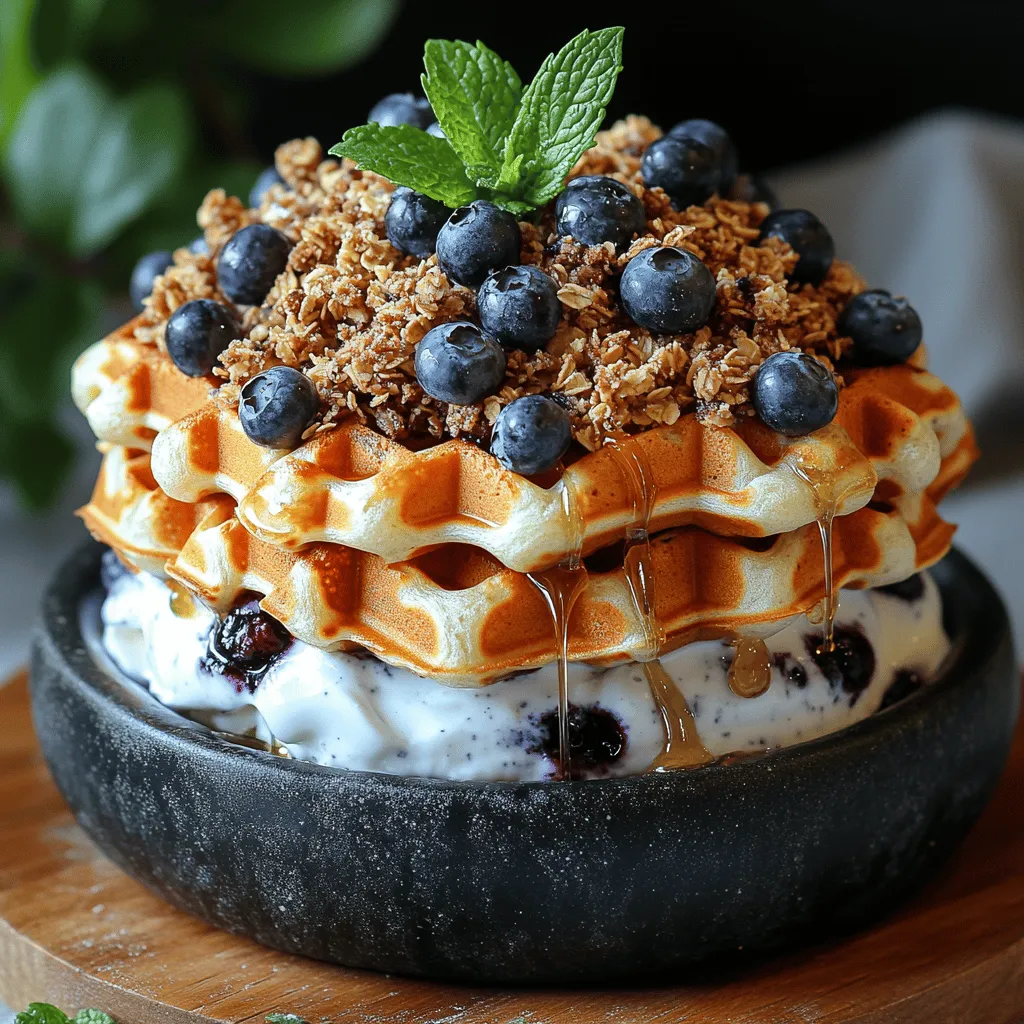 The star ingredients in this recipe—blueberries and Greek yogurt—are not just tasty; they also bring a wealth of health benefits to the table. Blueberries are rich in antioxidants, known for their anti-inflammatory properties and ability to boost heart health. They are low in calories while high in fiber, making them an excellent choice for anyone looking to maintain a balanced diet. On the other hand, Greek yogurt is a powerhouse of protein and probiotics, promoting digestive health and providing a creamy, satisfying base for our stacks.