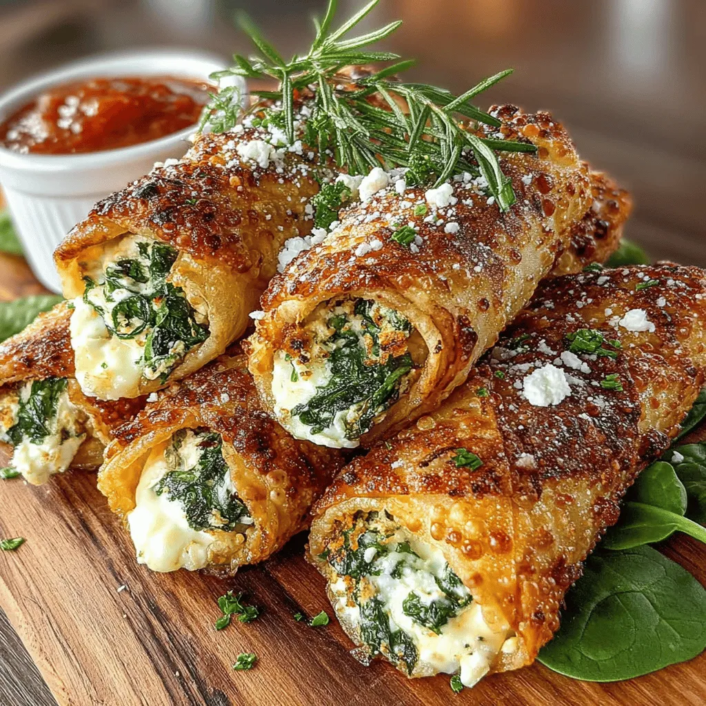 Crispy Air Fryer Spinach Feta Egg Rolls