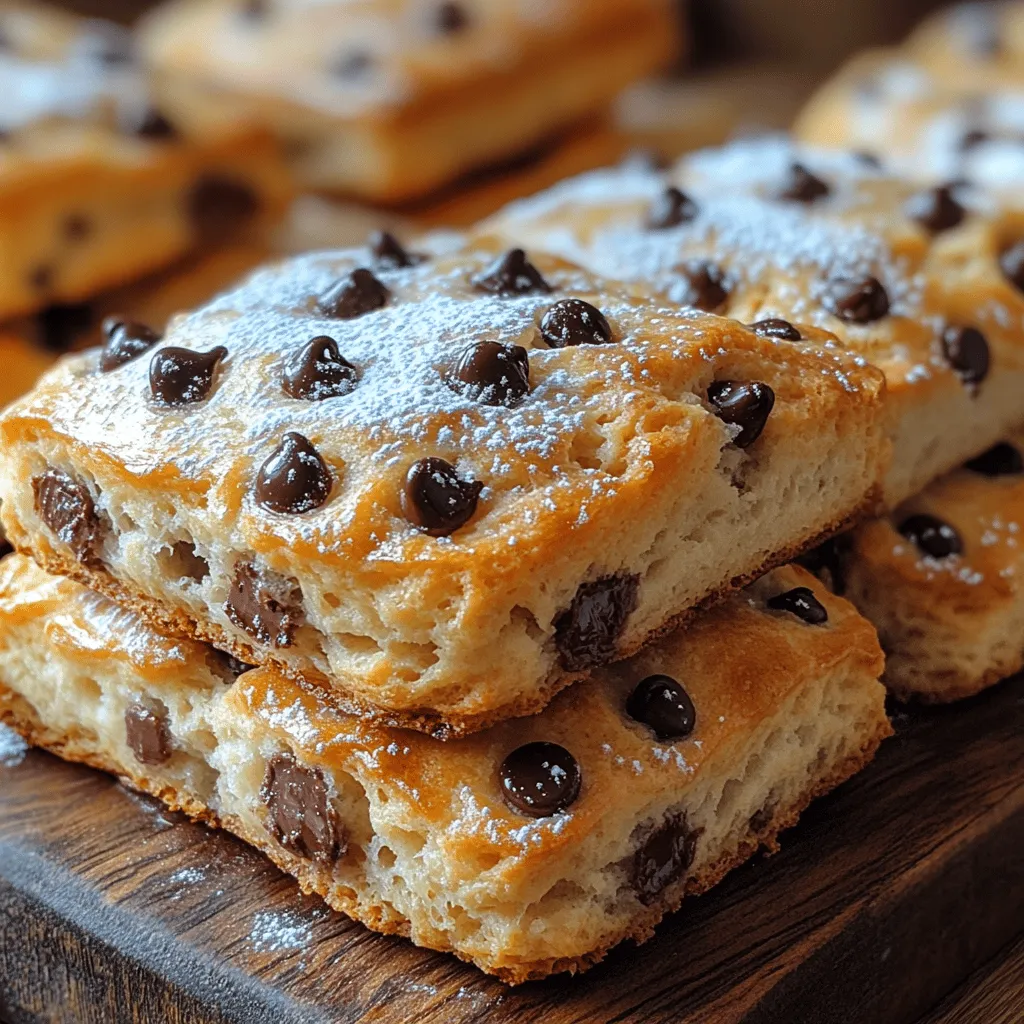<strong>Introduction</strong>” /></p>
</p>
<h2>Techniques for Cutting in Butter to Achieve That Perfect Crumbly Texture</h2>
</p>
<p>One of the key techniques in achieving the perfect scone texture is the method of cutting in butter. This process involves incorporating cold butter into the dry ingredients to create a crumbly mixture. The goal is to break the butter into small pieces, which will create pockets of steam during baking, resulting in a light and flaky scone.</p>
</p>
<p>To cut in the butter effectively, start with cold butter straight from the refrigerator. Using a pastry cutter, two forks, or your fingertips, work the butter into the flour mixture until it resembles coarse crumbs. Some larger pea-sized pieces of butter should remain, as these contribute to the flaky texture. Avoid overworking the mixture; the less you handle the dough, the better your scones will turn out.</p>
</p>
<h2>Mixing Wet Ingredients: Achieving the Right Consistency</h2>
</p>
<p>Properly mixing the wet ingredients is crucial for the overall texture and flavor of your scones. In a separate bowl, combine your wet ingredients—typically milk or cream, an egg, and vanilla extract. Whisk these together until smooth and well blended.</p>
</p>
<p>The consistency of your wet mixture should be creamy but not overly thick. This balance is essential because it will ensure that the wet ingredients integrate smoothly with the dry ingredients, allowing the dough to come together without becoming overly sticky. If your mixture feels too thick, you can add a splash of milk to loosen it slightly before incorporating it into the dry ingredients.</p>
</p>
<h2>Combining and Folding Techniques</h2>
</p>
<p>When it comes time to combine the wet and dry ingredients, it’s essential to do so carefully. Pour the wet mixture into the bowl of dry ingredients and use a spatula or wooden spoon to gently fold the mixture together. The key here is to mix just until the ingredients are combined; overworking the dough will lead to tough scones.</p>
</p>
<p>As you fold, be gentle and patient. The dough should come together but may still be slightly shaggy. This is perfectly normal. If you notice dry flour spots, add a tiny bit of milk to help incorporate those areas. Remember, the aim is to maintain a tender crumb, which means avoiding excessive handling or kneading of the dough.</p>
</p>
<h2>Shaping the Dough: Tips for Cutting and Forming</h2>
</p>
<p>Once your dough is combined, it’s time to shape it into scones. Turn the dough out onto a lightly floured surface. Using your hands, gently pat the dough into a circle about 1 to 1.5 inches thick. The thickness is crucial as it will affect the baking time and final texture.</p>
</p>
<p>To cut the scones, use a sharp knife or a bench scraper to slice the dough into wedges (similar to a pizza) or use a round cutter for uniform circles. If you prefer a rustic look, simply cut the dough into triangles. Make sure to avoid twisting the cutter, as this can seal the edges and prevent the scones from rising properly.</p>
</p>
<h2>Final Preparations: Brushing and Spacing</h2>
</p>
<p>Before baking, brushing the scones with cream or milk gives them a beautiful golden color and adds an extra layer of richness. Use a pastry brush to lightly coat the tops of each scone with your chosen liquid.</p>
</p>
<p>Spacing is equally important when placing your scones on the baking sheet. Arrange them at least an inch apart to allow for expansion during baking. If they are too close together, they may not rise properly, and the sides will bake unevenly.</p>
</p>
<h2>Baking the Scones: Ensuring Perfect Texture and Flavor</h2>
</p>
<h3>Timing and Temperature</h3>
</p>
<p>Baking your scones at the correct temperature is essential for achieving that perfect golden-brown crust while maintaining a tender interior. Preheat your oven to 400°F (200°C). This high temperature allows the scones to rise quickly, creating a light and fluffy texture.</p>
</p>
<p>Bake the scones for about 15 to 20 minutes, keeping an eye on them as they approach the 15-minute mark. They should be golden brown on top and firm to the touch. A toothpick inserted into the center should come out clean or with just a few moist crumbs attached.</p>
</p>
<h3>Cooling and Serving Suggestions</h3>
</p>
<p>Once the scones are baked, transfer them to a wire rack to cool. This step is crucial for achieving the perfect texture, as it allows steam to escape. Serve the scones warm or at room temperature, depending on your preference.</p>
</p>
<p>These chocolate chip scones pair beautifully with clotted cream, butter, or fruit preserves. For a delightful twist, try serving them with a drizzle of chocolate or a dollop of whipped cream. They also make a fantastic accompaniment to a cup of tea or coffee, perfect for a cozy afternoon treat.</p>
</p>
<h2>The Joy of Enjoying Your Heavenly Chocolate Chip Scones</h2>
</p>
<h3>Serving Warm or at Room Temperature</h3>
</p>
<p>The best way to enjoy your freshly baked scones is warm, right out of the oven. The chocolate chips will be slightly melty, and the buttery aroma will fill your kitchen, making it hard to resist. However, if you have leftovers, these scones are equally enjoyable at room temperature.</p>
</p>
<p>When serving, consider slicing them in half to spread butter or jam, or serve them whole for a more rustic presentation. The choice is yours, but be sure to savor the delightful combination of flavors and textures.</p>
</p>
<h3>Storage Tips for Leftover Scones</h3>
</p>
<p>If you have any leftover scones (which is often a rarity), proper storage is essential for maintaining their freshness. Allow the scones to cool completely, then store them in an airtight container at room temperature. They are best enjoyed within two days, but if you want to keep them longer, consider freezing them.</p>
</p>
<p>To freeze, individually wrap each scone in plastic wrap and then place them in a freezer-safe bag. They can be frozen for up to three months. When ready to enjoy, simply thaw at room temperature or warm them in the oven for a few minutes to restore that fresh-baked quality.</p>
</p>
<h2>Conclusion</h2>
</p>
<p>Heavenly Chocolate Chip Scones are not just a treat; they are an experience that brings warmth and joy to any gathering or quiet moment at home. With simple ingredients and straightforward techniques, you can create these delightful pastries that are sure to impress family and friends. As you savor each bite, you’ll appreciate the blend of buttery, flaky dough and rich chocolate—a perfect combination that showcases the beauty of home baking. Enjoy the process, share the results, and indulge in the deliciousness that these scones have to offer. Whether for breakfast, brunch, or a sweet afternoon snack, these scones are bound to become a favorite in your recipe repertoire.</p>
</div>
