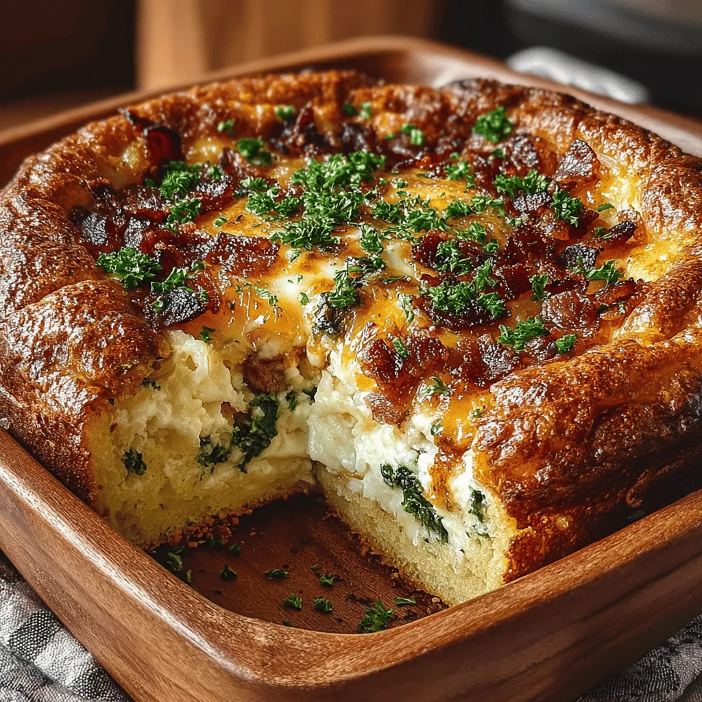 The Savory Bacon & Spinach Egg Bake is an enticing dish that masterfully blends the rich and smoky flavors of crispy bacon with the fresh, vibrant taste of spinach. Paired with the comforting texture of baked eggs and gooey cheese, this recipe offers a delightful culinary experience. Not only is it straightforward to prepare, but it also serves as a versatile option for breakfast, brunch, or any meal throughout the day. With its simple yet satisfying ingredients, this dish is sure to impress family and friends alike.