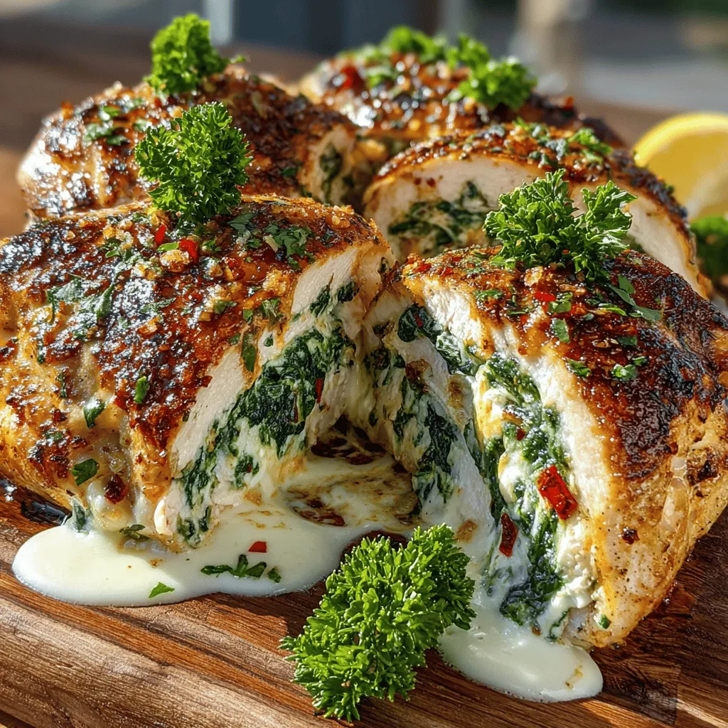 Cheesy spinach stuffed chicken breasts are a delightful culinary creation that offers a perfect blend of flavors and textures. This dish showcases juicy chicken breasts filled with a creamy, cheesy spinach filling, making it an ideal choice for both weeknight dinners and special occasions. The combination of tender chicken, vibrant spinach, and rich cheeses not only tantalizes the taste buds but also provides a nutritious meal option that is satisfying and wholesome.