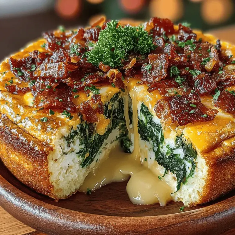 The Savory Bacon & Spinach Egg Bake is a delightful dish that combines the rich flavors of bacon and the nutritional goodness of spinach into a creamy, satisfying meal. This versatile recipe is perfect for any occasion, whether you're hosting a brunch gathering, enjoying a cozy family breakfast, or looking for a quick and nutritious dinner option. With its combination of protein-packed eggs and vibrant spinach, this egg bake not only appeals to the taste buds but also offers numerous health benefits.